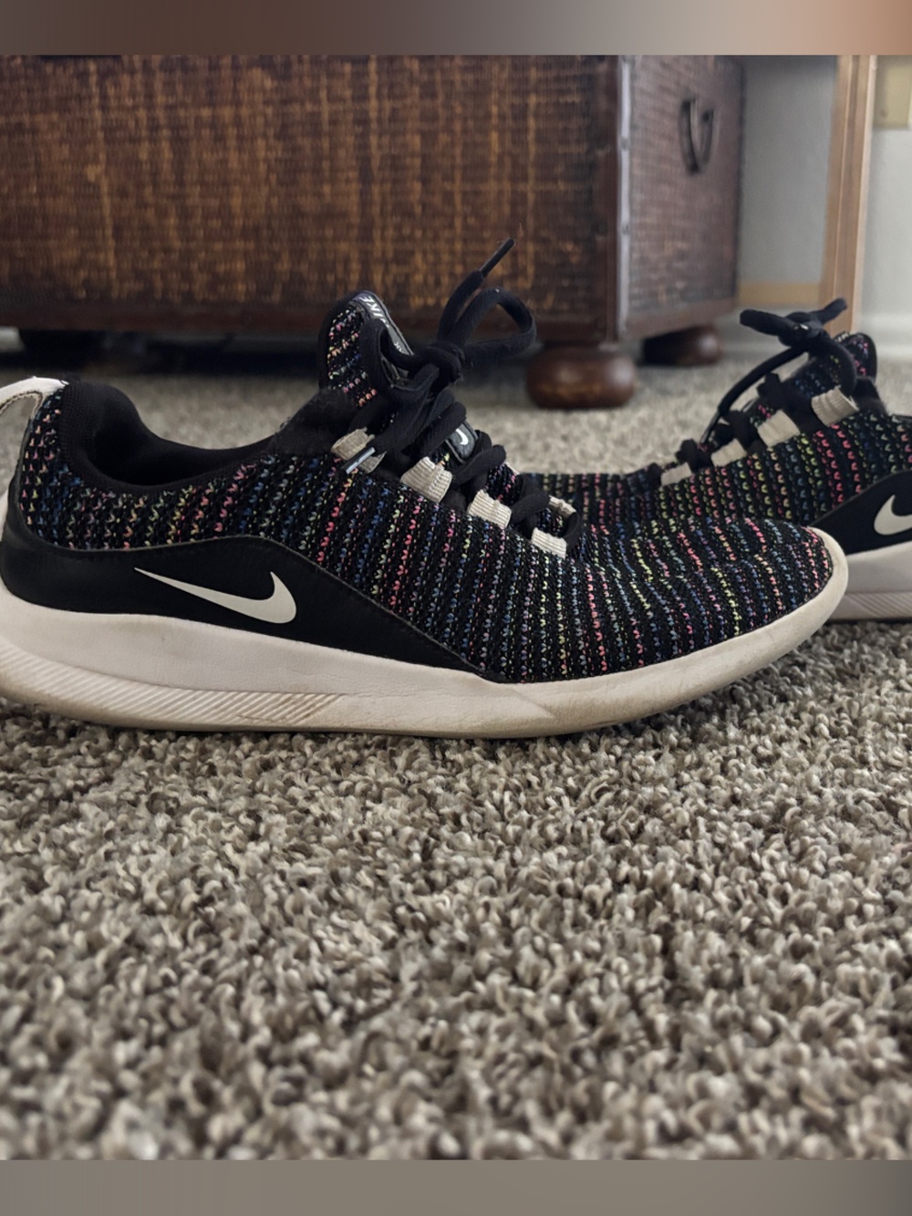 Nike Kids Black Knit Sneakers with Rainbow Speckle